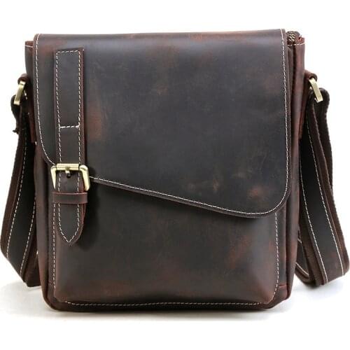 Male Shoulder Bags Cow Leather Man Vintage Brand New Small Casual Fashion Travel Crossbody Ipad Bag