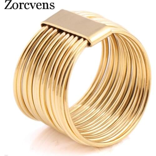 Modyle 2020 New Arrival Female Luxury 316L Stainless Steel Jewelry Gold-Color Multilayer Wedding Rings For Women