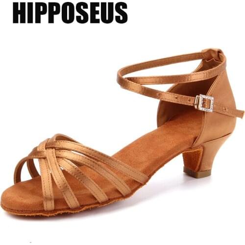 New Professional Dance Shoes for Children/Women/Girls/Ladies/Kids Latin Tango Ballroom Low Heels Satin/PU Indoor Dancing Shoes
