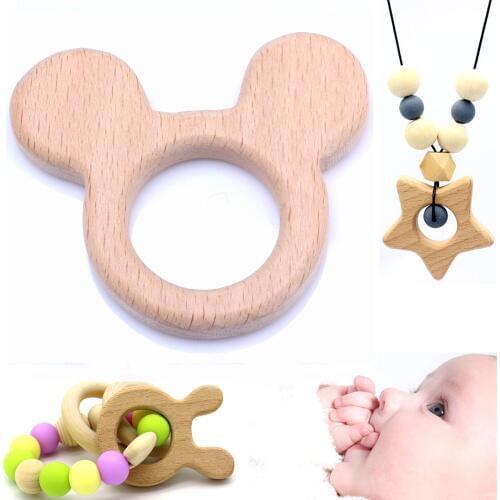 OlingArt 52*59MM 2pcs/lot beech wooden little mouse natural childrens toys DIY Organic Eco-friendly jewelry Making Pendant