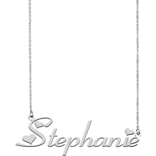 Stephanie Name Necklace Personalised Stainless Steel Women Choker 18k Gold Plated Alphabet Letter Pendant Jewelry Friends Gift