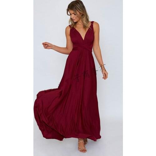 Sexy Women Multiway Wrap Convertible Boho Maxi Burgundy Dress Bandage Long Dress Party Bridesmaids Infinity Robe Longue Femme