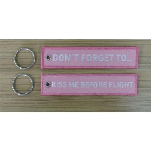 Kiss Me Before Flight Do not Forget To Custom Embroidery Keychains for Keys