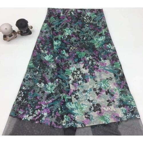 The Latest African Lace Fabric 2021 Nigeria High-quality Lace French Embroidery Sequined Tulle Lace Fabric XX3710