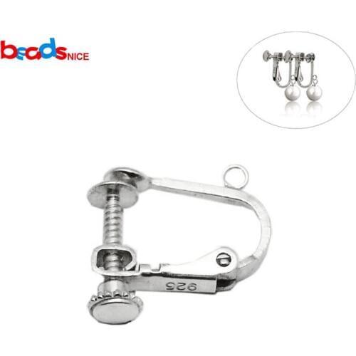 Beadsnice pure 925 sterling silver earring clip findings fashion jewelry Adjustable Clip leverback earring trays for DIY ID28578