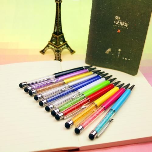 1 PCS Cute Crystal Student Diamond Ballpoint Pens Stationery Ballpen 2 In 1 Crystal Stylus Pen Touch Pen School Office Supplies