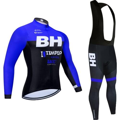 Blue BH Cycling Jersey Set Autumn Breathable Shirts for Men 2021 Bicycle Team Full Sleeve Cycling Uniform Bike Team Sportswear
