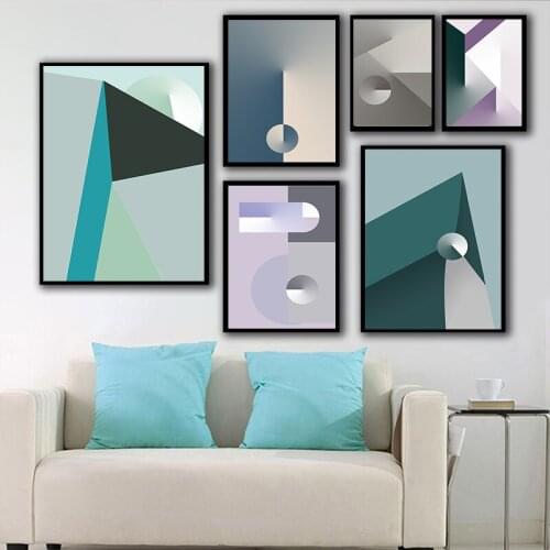 Nordic Abstract Triangle Hexagon Geometry Pattern Canvas Prints Poster Modular Wall Painting For Living Room Wall Art Home Decor