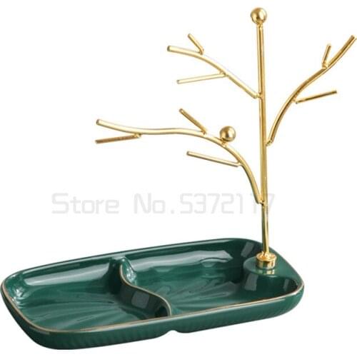 Nordic ins tree shaped ceramic Tray Jewelry Rack creative dressing table Earrings Necklace storage display rack