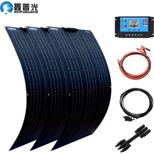 1~3pcs 18V 100 Watt Monocrystalline Solar Panels 200W 300W Flexible Solar Panel Kit Power System Home RV 12V 24V Battery Charger