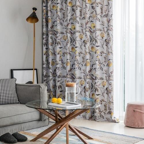 Modern Minimalist Curtain Double-sided Harvest with Bird Print Shade Curtains for Living Dining Room Bedroom