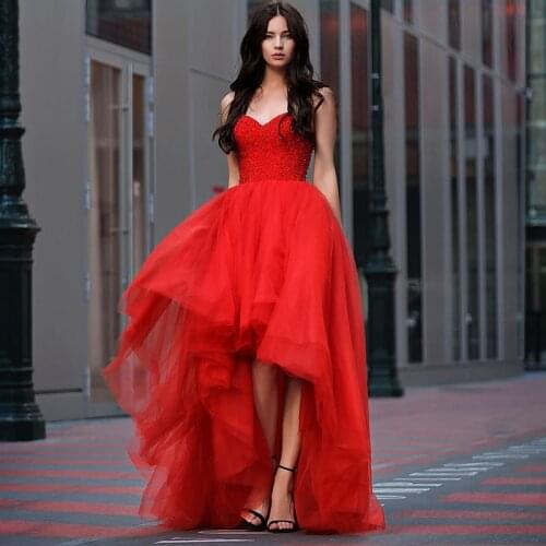 Modern Charming Tangerine High Low Prom Party Dresses Sweetheart Beading Bodice Corset Back Evening Gowns Short Front Long Back