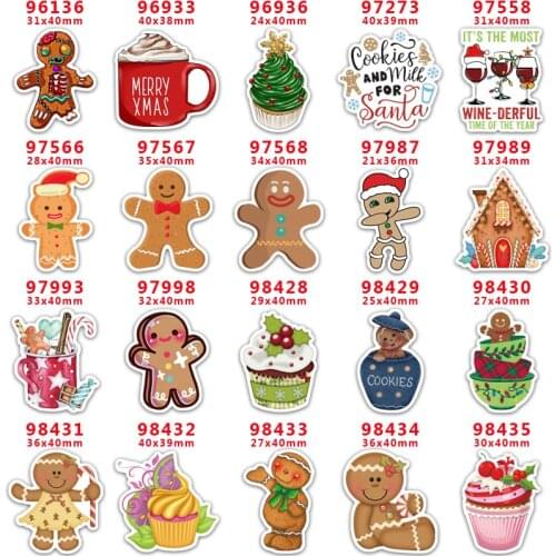 DIY Craft Supplies Sewing Accessories Cartoon Christmas Gingerbread Printed Planar Resins Mold 10 Pieces. PR-96136