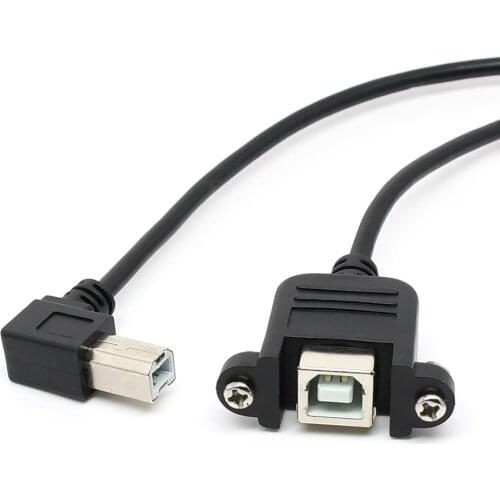 100cm USB2.0 Printer cable extension 90 Degree right angle USB2.0 B male to female extension cable with screw mount