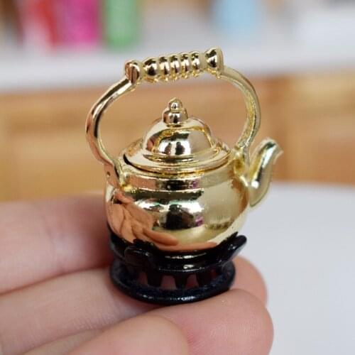 Vintage 1/12 Scale Dollhouse Miniature Kettle Pretend Play Kitchen Cooking Utensil Furniture Accessories Toy