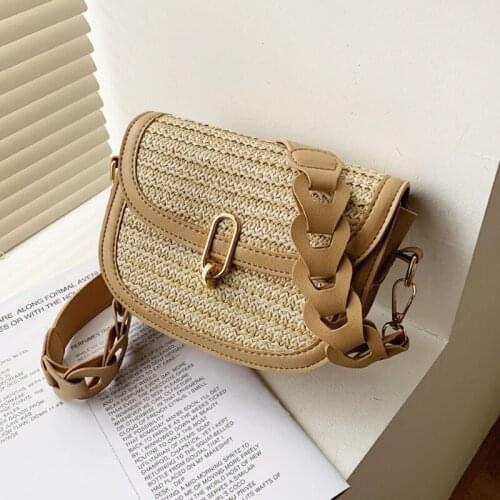 Knitting Straw Crossbody Bag For Women 2021 New Bohemian Small Square Summer Purse And Handbag Vacation Beach Shoulder Bags