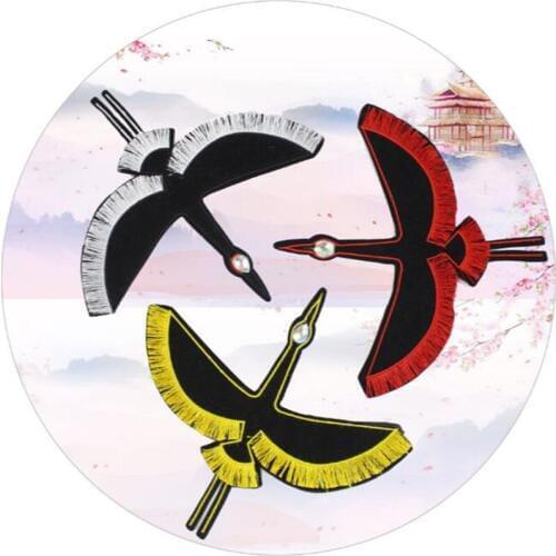 Beaded crane birds with tassel lace patch strass clothes stickers embroidered applique small patches diy accessories