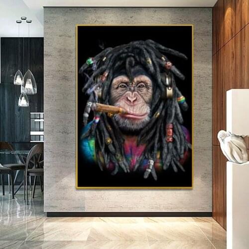 Funny Smoking Monkey Canvas Painting Animals Popular Posters and Prints Wall Art Picture Living Room Interior Home Decor Mural