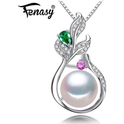 FENASY 925 Sterling Silver Bohemian Pendant With Pearl Jewelry Boho Jewelry Custom Natural Freshwater Pearl Necklace For Women