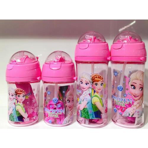 1pcs 400ml-600ml Disney Princess Children Lanyard straw Drinking Cup boy girl bottle water cartoon Frozen Elsa kettle cup Mickey