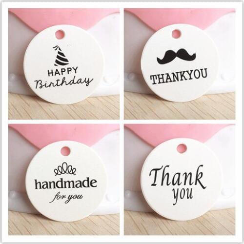 100pcs 3cm kraft paper candy/baby gift hang tag products tagging package handmade thank you gift tag label for wedding