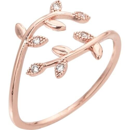 2020 new fashion rose gold leaf ring women/girl wedding party sweet and romantic jewelry JZ-046