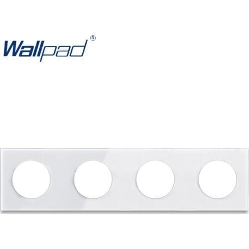 DIY Customization 4 Gang White Glass Frame Plate For L6 Wall Light Switch Socket Inserts