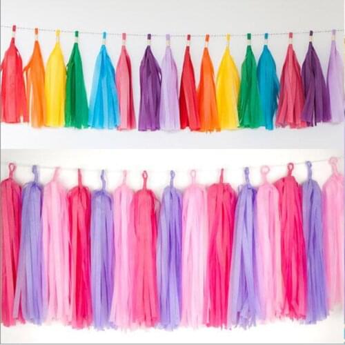 5pcs/bag 14inch Tissue Paper/Foil Tassel Garland for Wedding Kids Birthday Party Decorations Baby Shower Favors Supplies