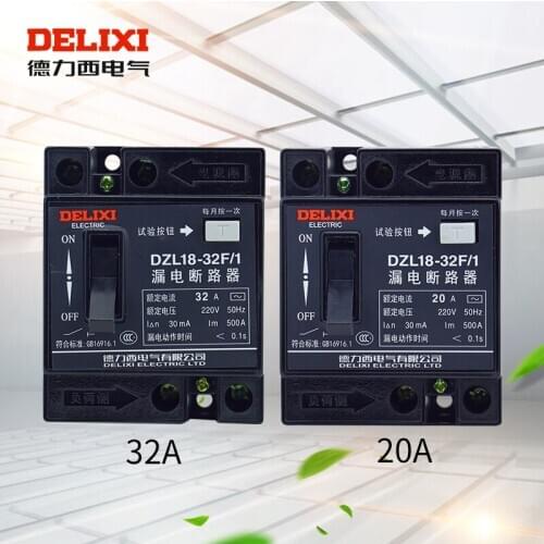 DELIXI Brand Home Leakage Protector Power Switch Moduled Case Circuit Breaker DZL18-32 F/1 Mini MCCB
