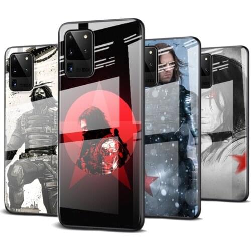 Tempered Glass Cover Marvel Winter Soldier Art For Samsung Galaxy S20 FE S10e S10 S9 S8 Ultra Plus Lite Plus 5G Phone Case
