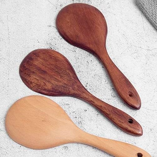 Home Rice Paddle Wood Rice Spoon Kitchen Spatula Non-stick Wooden Rices Serving Spoons Cooking Utensil Kitchen Accessories