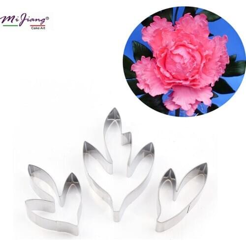 Peony Flower Leaves Cake Cutter Mold Stainless Steel Cookie Cutter Set Fondant Cake Decorating Tools Cupcake Baking Tools A339