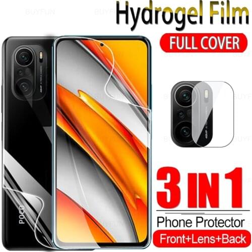 3in1 Front Back Hydrogel Film For Xiaomi Poco F3 F 3 Camera Lens Protection Film On poco f3 f 3 pocoF3 6.67“ HD Protective Film