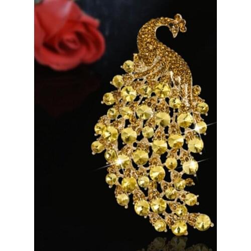 H-Quality Peacock Brooch Pins w/ Rhinestone Crystal Popular Jewelry Party