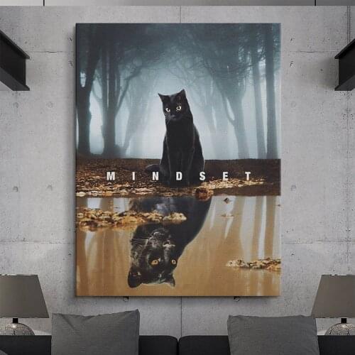 Art Suppliers For Painting Animal Black Cat Wall Canvas Motivational Quote Text Home Decor Kitch Wall Poster Pictures Unframed