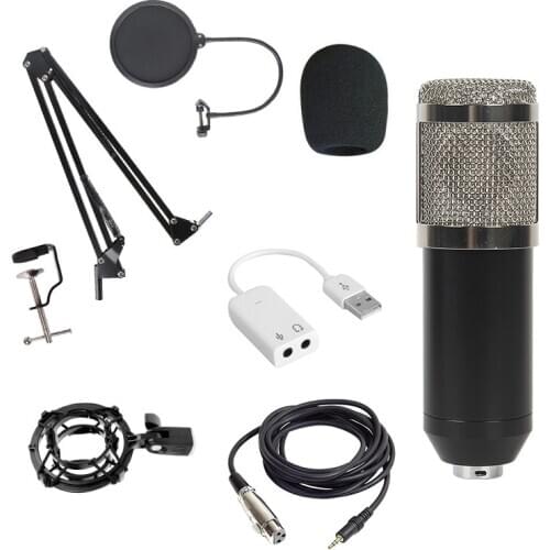 Computer microphone suite for mobile phone connection network KTV mobile anchor capacitive microphone V8 sound card