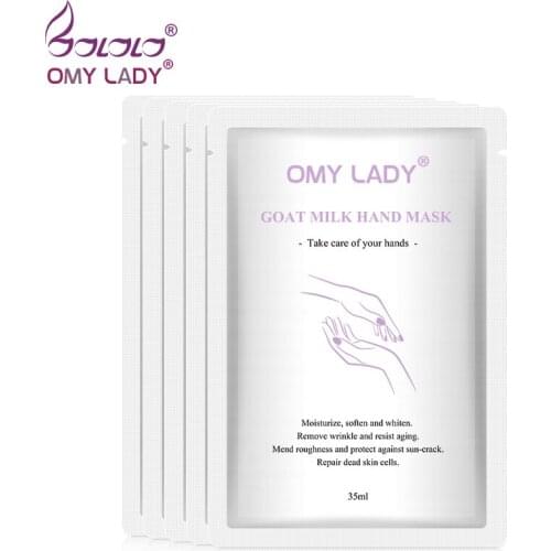 5PCS OMY LADY Goat Milk Hand Mask 35ml/Pair Moisturizing Nourish Foot Mask Repairing Exfoliating Smooth Skin Care Mask