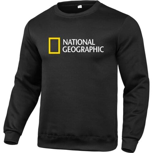 Spring and Autumn Streetwear National Geographic Magazine Mens Hoodie Long Sleeve Pullover Hip Hop Hoodie Casual Sportswear Top
