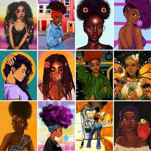 GATYZTORY DIY Painting By Numbers Girl with curly hair DIY Paint By Numbers For Adult Frameless Digital Painting On Canvas Uniqu