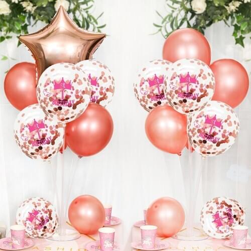 Baby First Birthday Boy Girl Table Top Floating Balloons Stents Kit My One Year Number 1st Birthday Decorations Kids Baby Shower