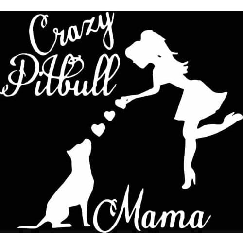 Personality Crazy Pitbull Mama Car Sticker Pitbull Mom Lover Dog Vinyl Window Cover scratches waterproof Car Decal Black/Silver
