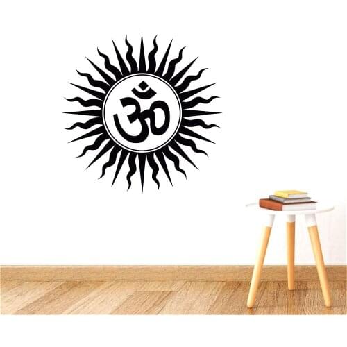 Wall Decal Om Sign Hindu Religious Vinyl Wall Stickers Home Decor Yoga Studio Art Mural Namaste Removable Wallpaper WL1688