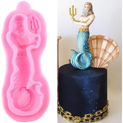 Neptune Silicone Mold Man Cake Border Fondant Cake Decorating Tools Cupcake Topper Cookie Baking Candy Chocolate Gumpaste Mould