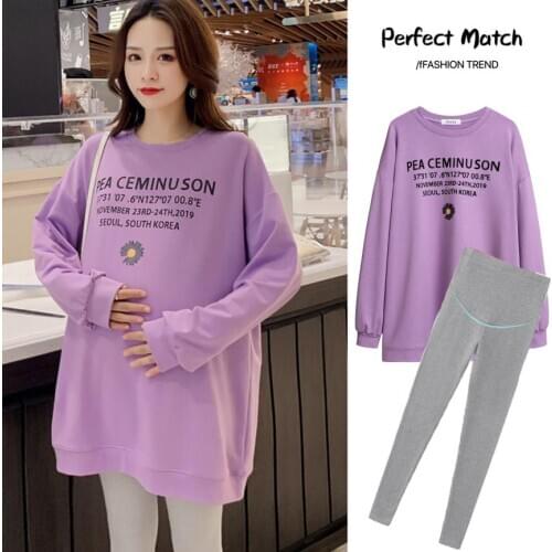 9353# Maternity Clothes Spring Autumn Cotton Letter Printing Maternity Tops Loose Casual T Shirt Dress