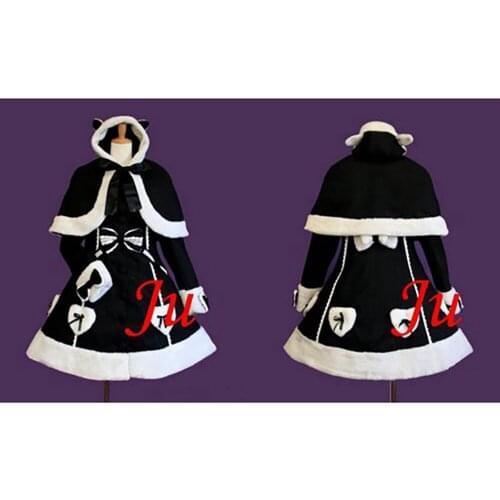 Gothic Lolita Punk Wool Black Coat Cape Dress Cosplay Costume Tailor-made[CK583]