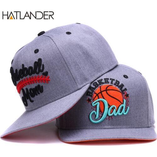 HATLANDER Original semi curved snapback caps MOM baseball cap DAD basketball cap couples grey hip hop cap hat bone sports hats