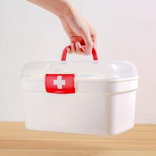 First Aid Box Plastic Medicine Box Storage Bins Multi-Layer Medical Container Household Cross Medical Accessories Organizer
