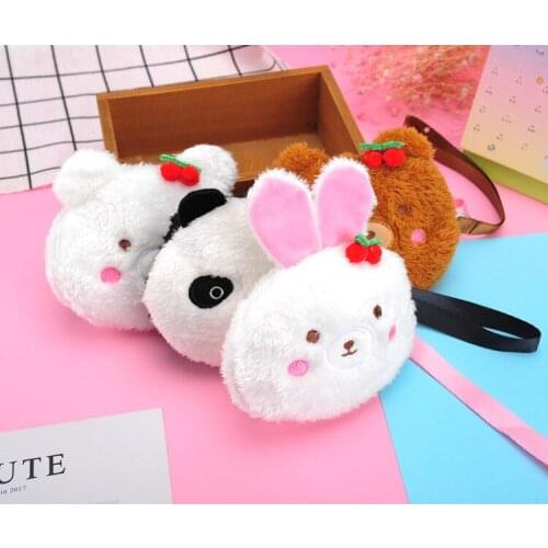 Plush coin purse winter new female models small square solid color cute small bag zipper card bag children girl ladies gifts
