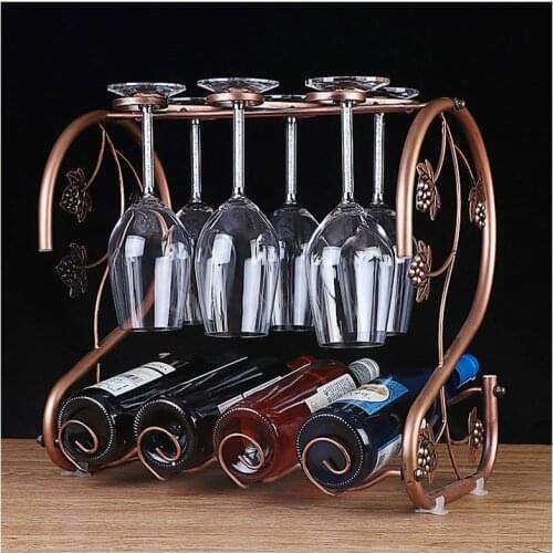 2-shaped Red Wine Rack with Wine Glass Holder Stand Drinking Glasses Hanging Shelf Creative Bottle Wine Holder Bar Home Decor