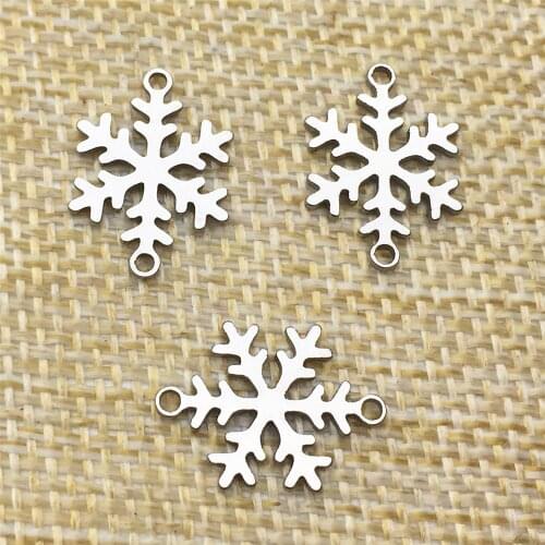 Christmas Style 2side Pattern Snowflakes Charms Water proof Steel 5pcs Jewelry finding Handmake Jewelry connector Make Findings